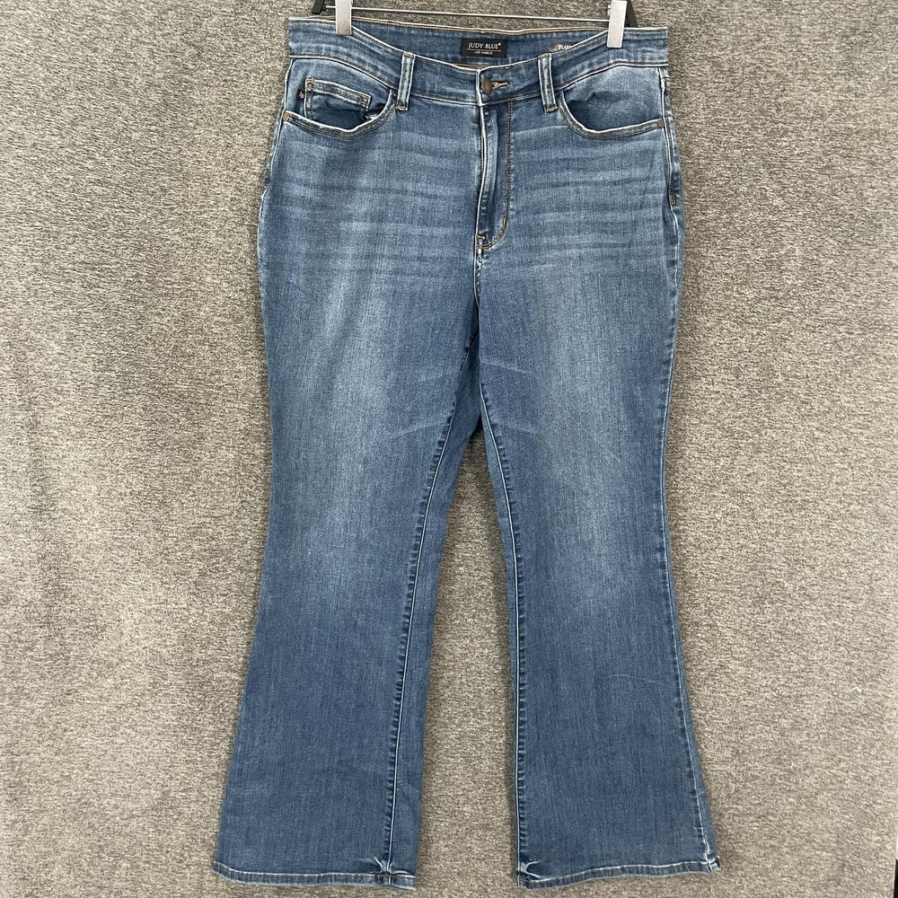 Judy Blue Jeans Womens 16W Blue Medium Wash High Rise Flare Stretch Denim